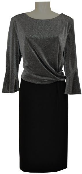 Mittellanges Kleid in schwarz-silber