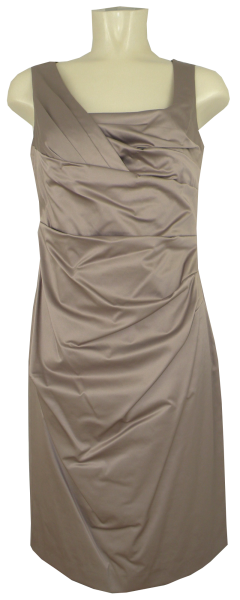 Etuikleid aus Stretchsatin in Taupe