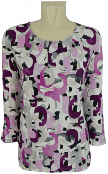 3/4 Arm T-Shirt in allover mit malve gemustert