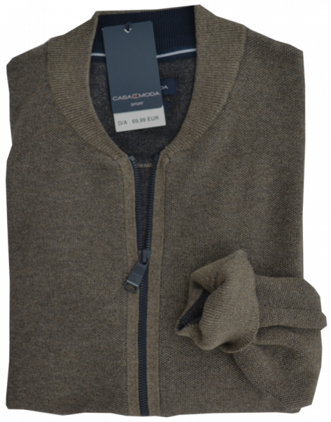 Strickjacke mit R-V in braun meliert