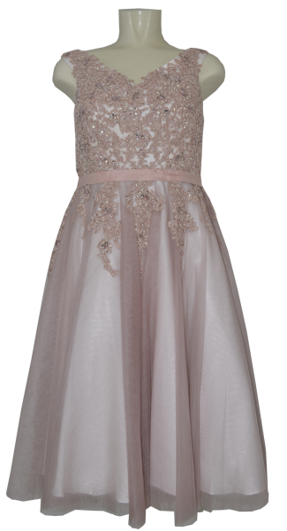 Midi langes Ballkleid in pal mauve-cream white