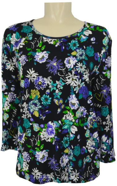 3/4 Arm T-Shirt in allover floral gemustert