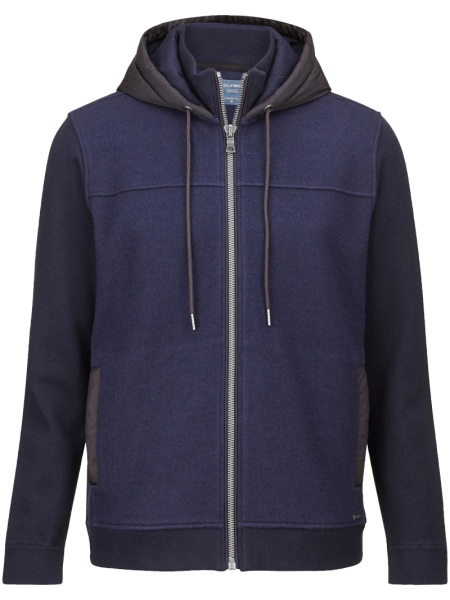 Warme Sweat Jacke in dunkel blau mit Kapuze