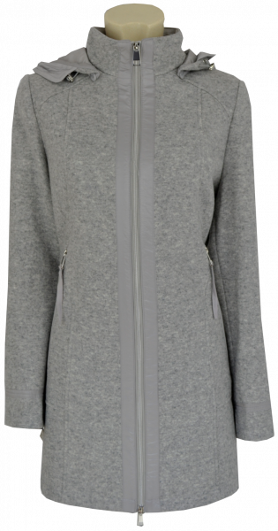 Wolljacke in stone meliert mit Kapuze