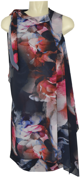 Mittellanges Kleid in floral gemustert