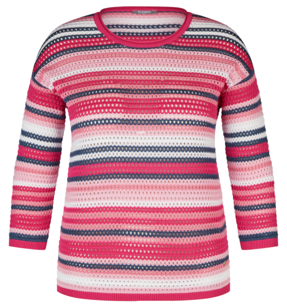 Pullover in mehrfarbig geringelt mit pink