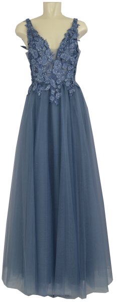 Langes Ballkleid in iron blue