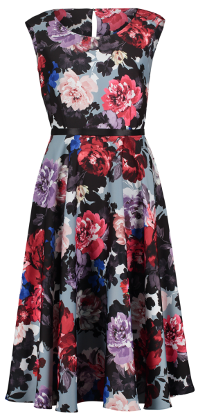 Mittellanges Kleid in light blue-red