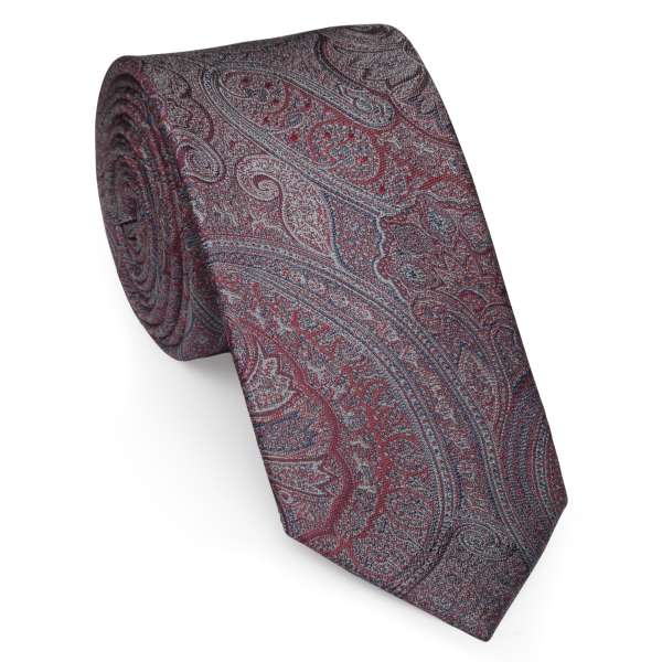 Krawatte reine Seide im Paisley Dessin mit rot-blau