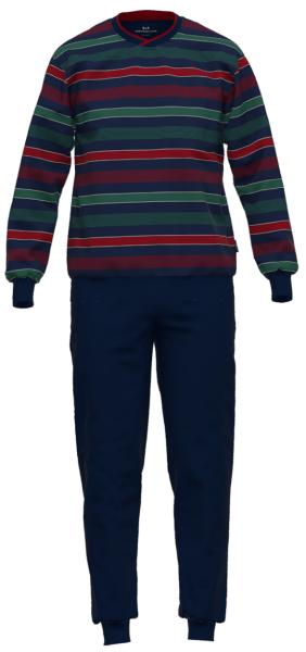 Herren Pyjama lang in quergestreift