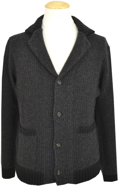 Warme Strickjacke in anthrazit meliert
