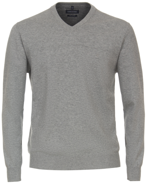 Pullover mit V-Ausschnitt in silber-grau meliert