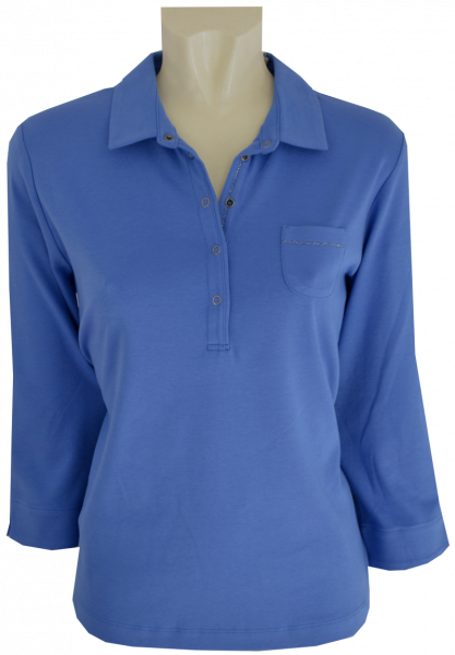 3/4 Arm Polo Shirt in kobaltblau