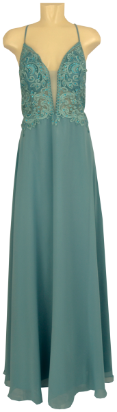 Langes Ballkleid in rauchblau