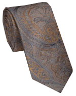 Krawatte reine Seide im Paisley Dessin mit gold-blau