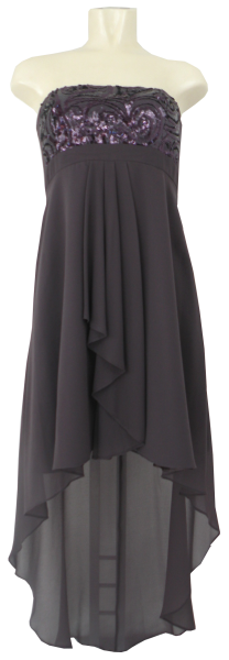 Ballkleid im Vokuhila-Stile in dark rosewood