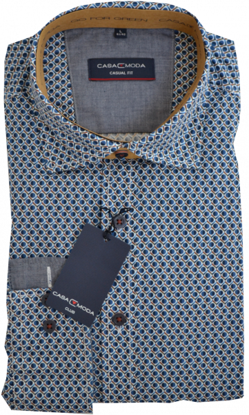 1/1 Arm Freizeithemd in mehrfarbig fein gemustert mit blau
