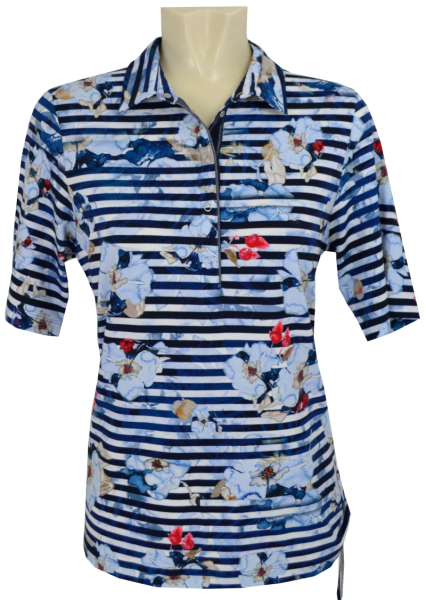 1/2 Arm Polo Shirt in allover floral gemustert