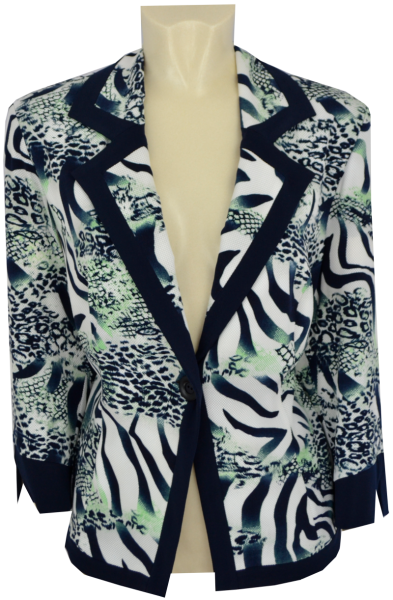 Blazer Jacke in mehrfarbig in mehrfarbig mit marine gemustert