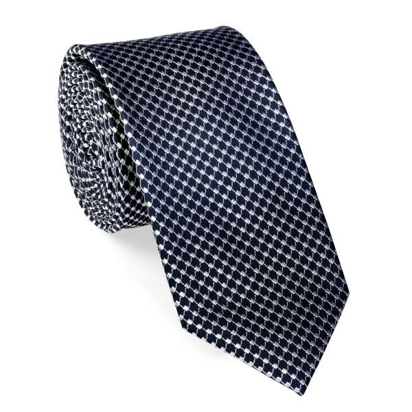 Krawatte reine Seide in dunkel blau-silber fein gemustert