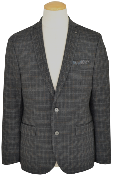 Jersey Sakko in anthrazit-schwarz mit Glencheck Karo