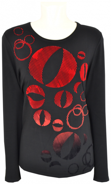 1/1 Shirt in schwarz-rot mit Print