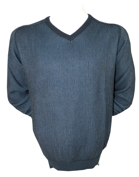 Pullover mit V-Neck in blau gemustert