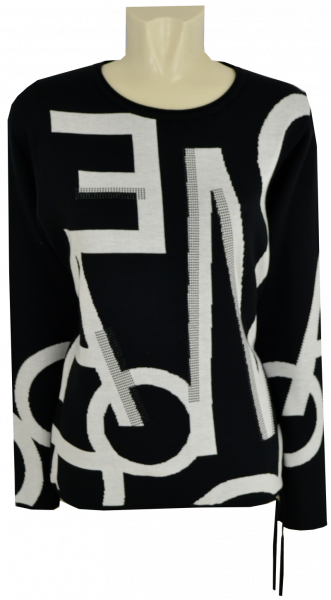 Pullover mit Bändchen in schwarz-weiß