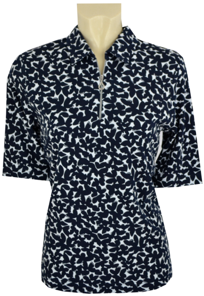1/2 Arm Polo Shirt in marine-blau mit weiß gemustert