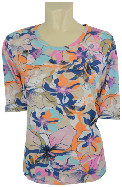 1/2 Shirt in mehrfarbig gemustert