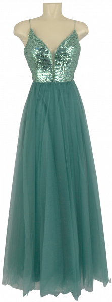 Langes Ballkleid in mint leaf green