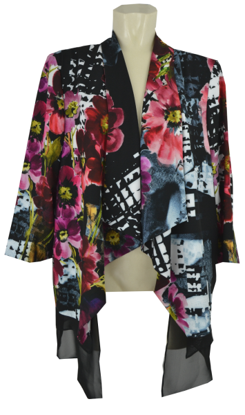 Blusenjacke in allover floral gemustert