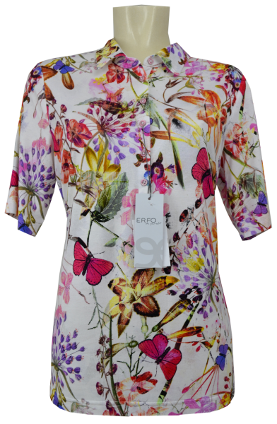 1/2 Arm Polo Shirt in allover floral gemustert