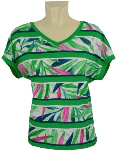 1/4 Arm Shirt in mehrfarbig gemustert mit grün