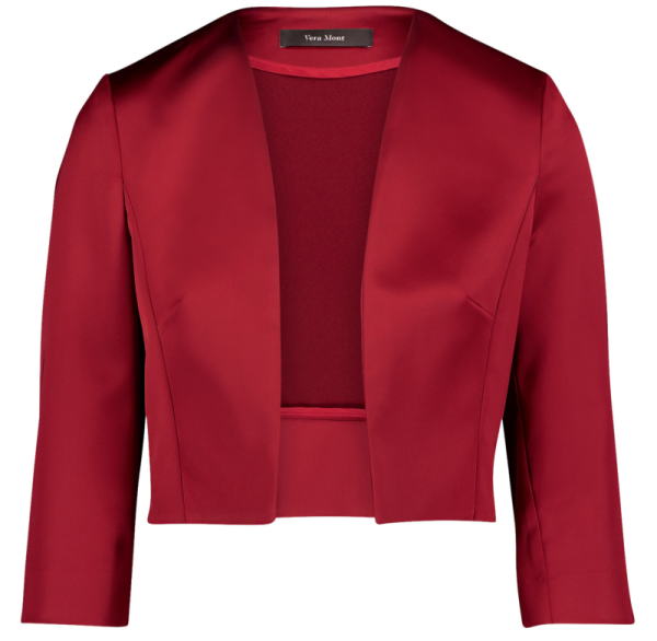 Bolero-Jacke aus Stretch Satin in ruby red