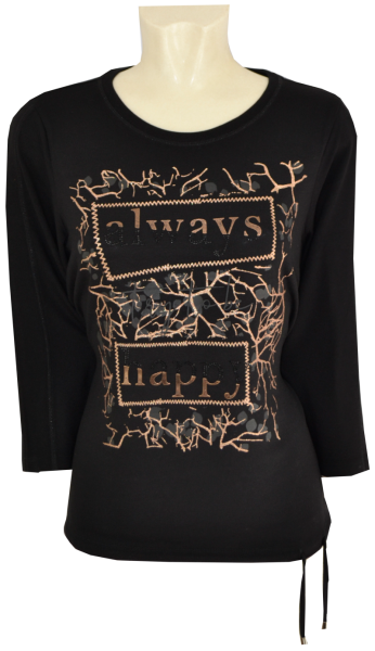 3/4 Arm T-Shirt in schwarz mit Print