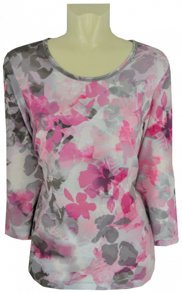 3/4 Arm T-Shirt in mehrfarbig gemustert mit malve