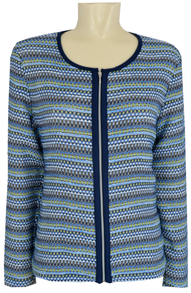 Blazer Jacke in mehrfarbig mit blau gemustert und Glanz
