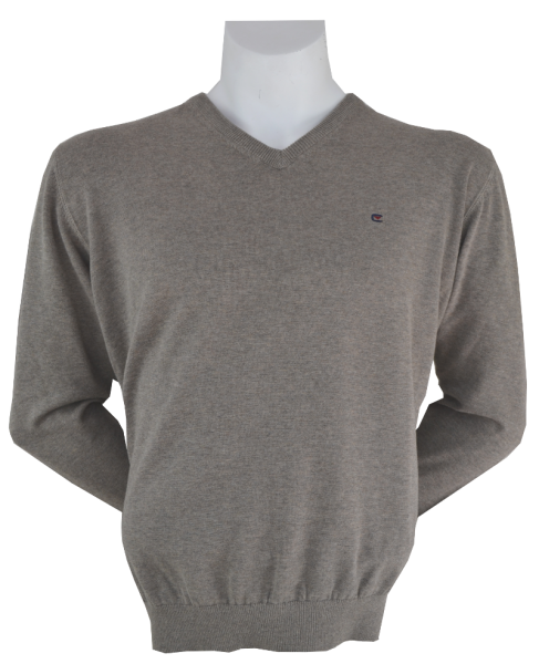 Pullover mit V-Ausschnitt in beige-grau