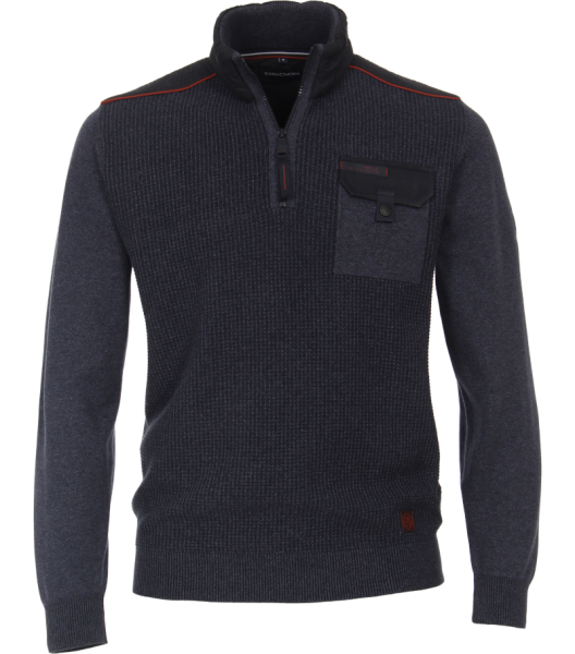 Pullover als Troyer mit R-V in dunkel blau