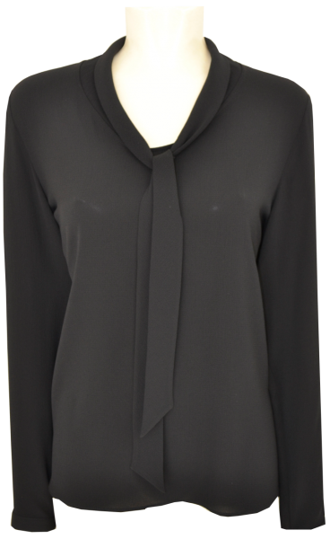 Bluse in uni schwarz mit Schluppe