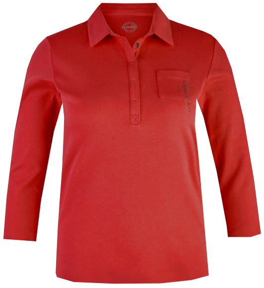 3/4 Arm Polo Shirt in uni campari