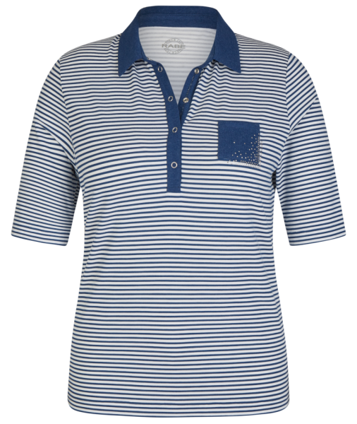 1/2 Arm Polo Shirt in geringelt mit blau