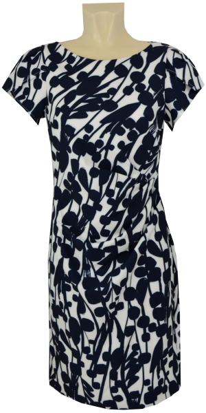 Mittellanges Kleid mit Druck in dark blue/cream