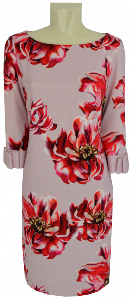 Mittellanges Kleid mit floralem Druck in red-rose