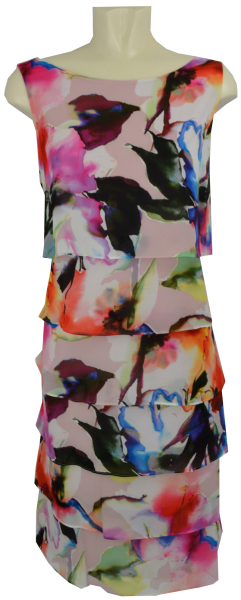 Mittellanges Volant Kleid in rose-pink