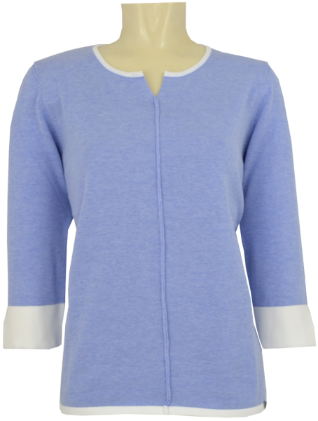 Leichter Pullover mit 3/4 Arm in bleu meliert