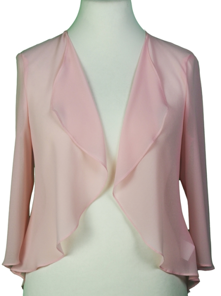 Sehr leichte Chiffon Jacke mit Wasserfallkragen in rose