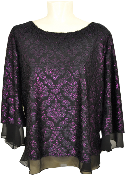 Festliches Shirt in schwarz-beere mit Glanz