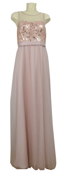 Langes Abendkleid in rose-beige